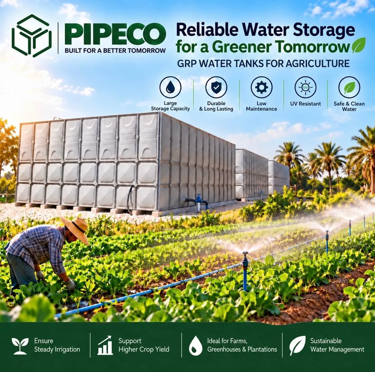 GRP Water Tanks for Agricultural Irrigation